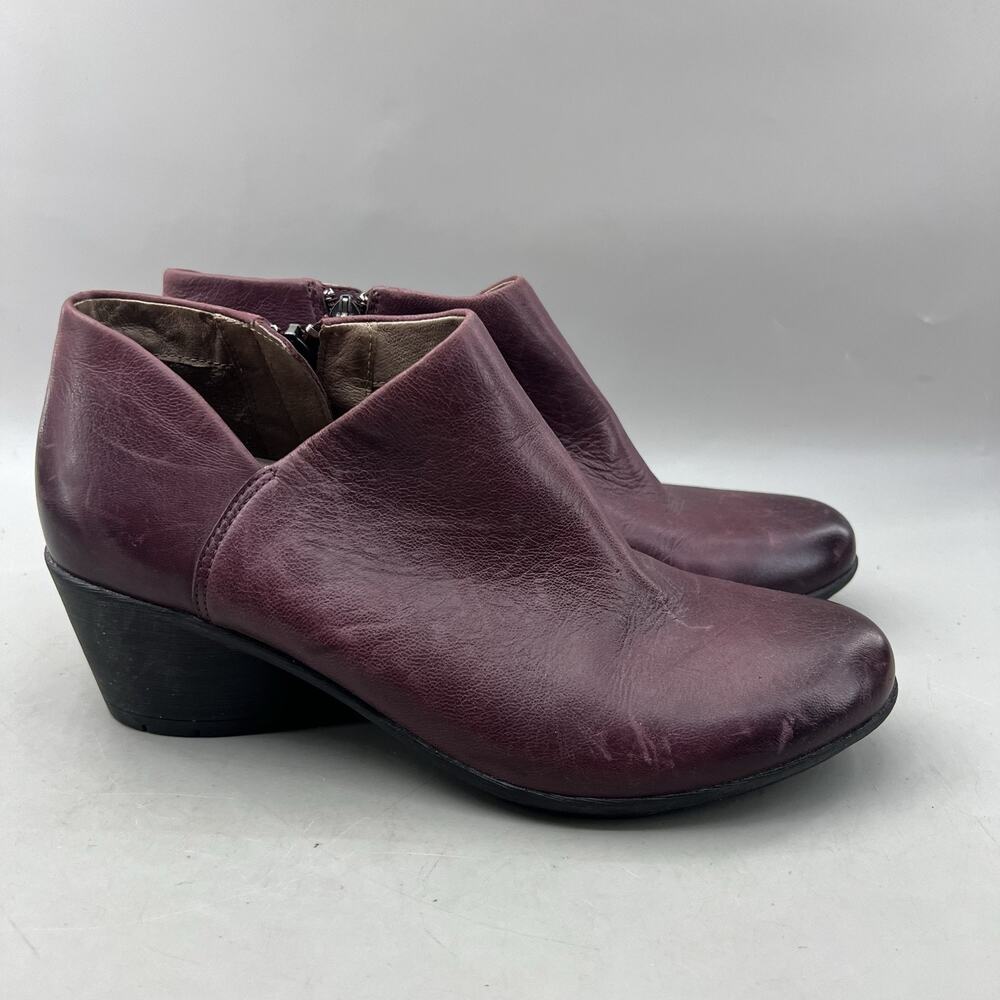 Dansko Raina Ankle Booties Women Size 8.5 Purple Leather Zip Heel Comfort Shoes
